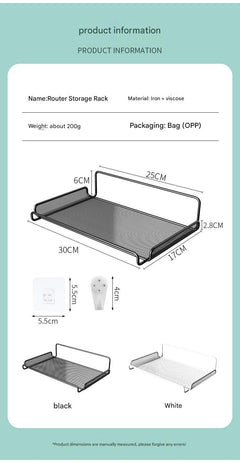 iron wall-mounted shelf for electronics storage