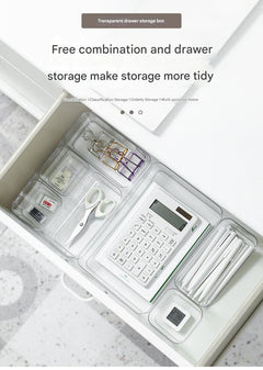 Versatile plastic desk organizer box in office setting