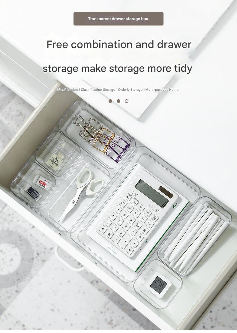 Versatile plastic desk organizer box in office setting