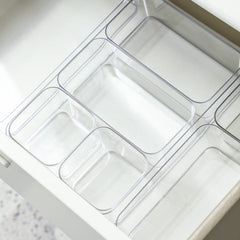 Durable transparent organizer displayed on a desk