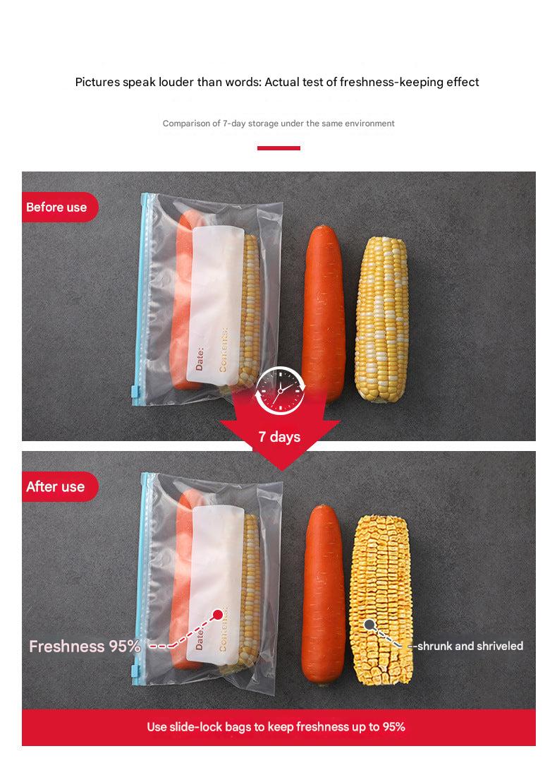 Close-up of durable food storage sealable bags