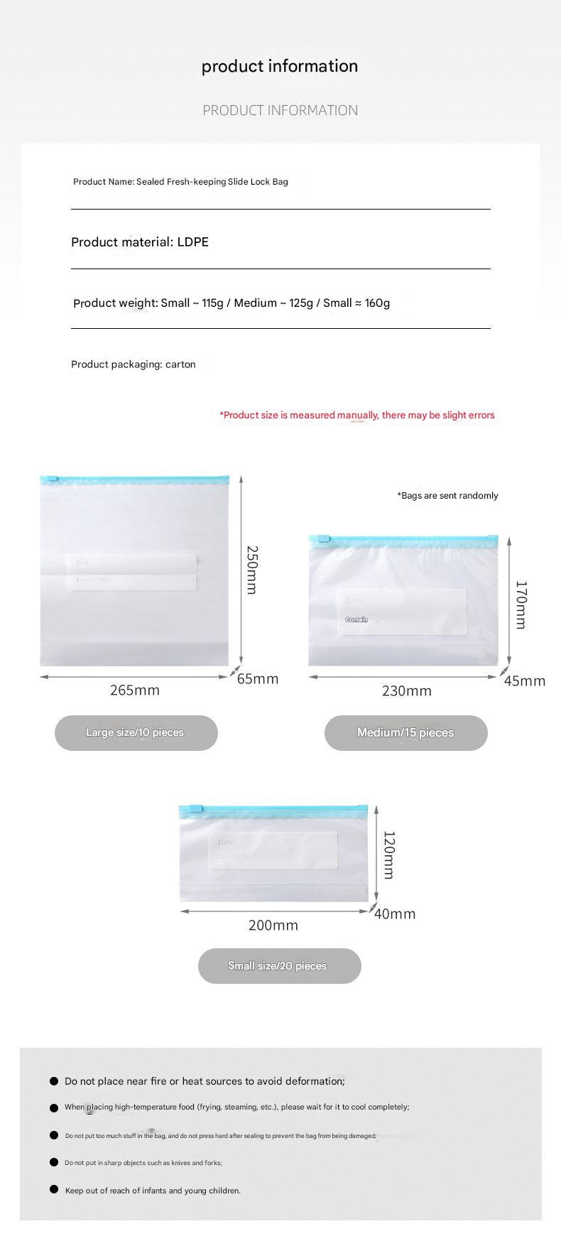 Durable and leak-proof sealable food storage bags