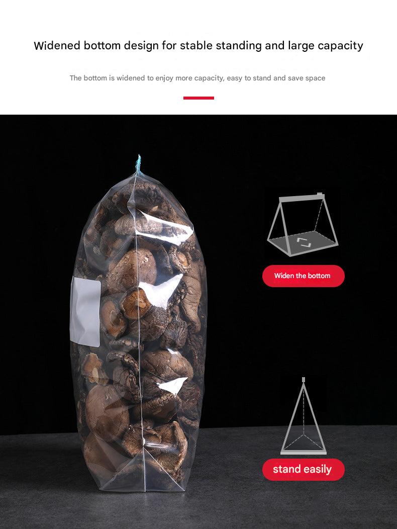 Packaged food storage bags displayed on a shelf
