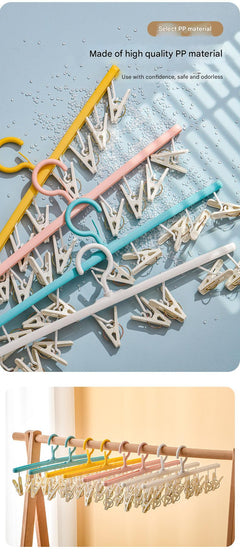 Close-up of clips on Sock Drying Rack for multiple socks
