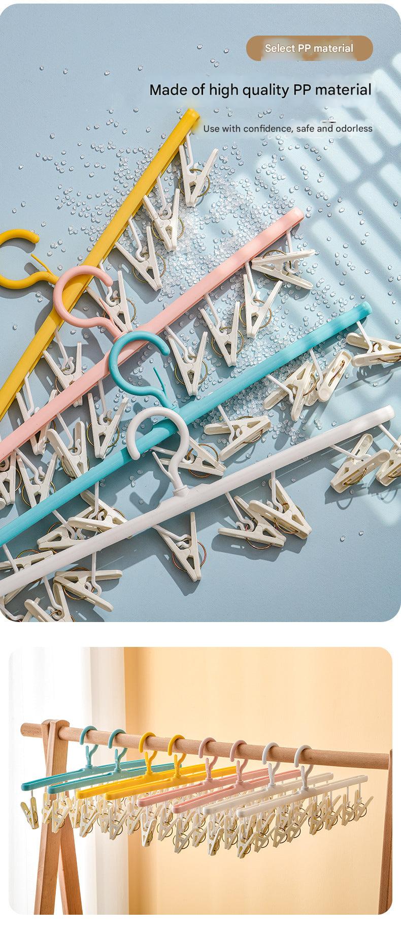 Close-up of clips on Sock Drying Rack for multiple socks