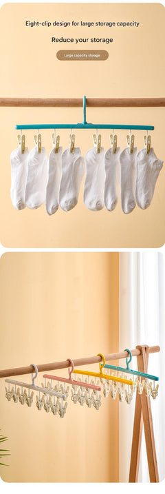 Multi-Functional Sock Drying Rack in use with clips