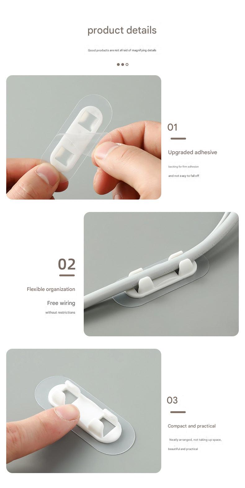 Self-adhesive clips holding multiple cables