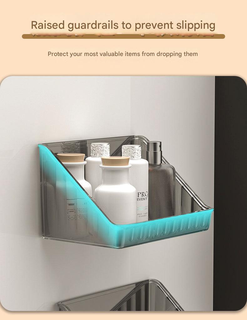 Wall-mounted cabinet showcasing beauty products