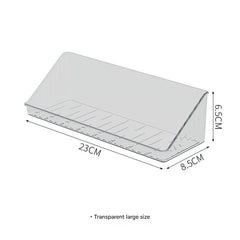 Transparent plastic bathroom organiser