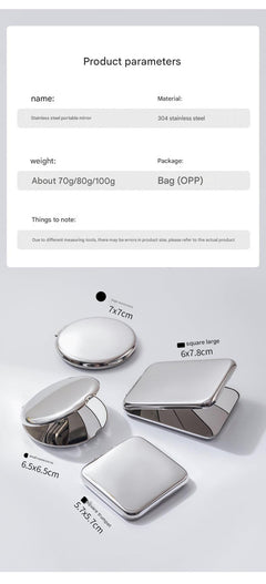 Image of a compact dual-sided folding makeup mirror