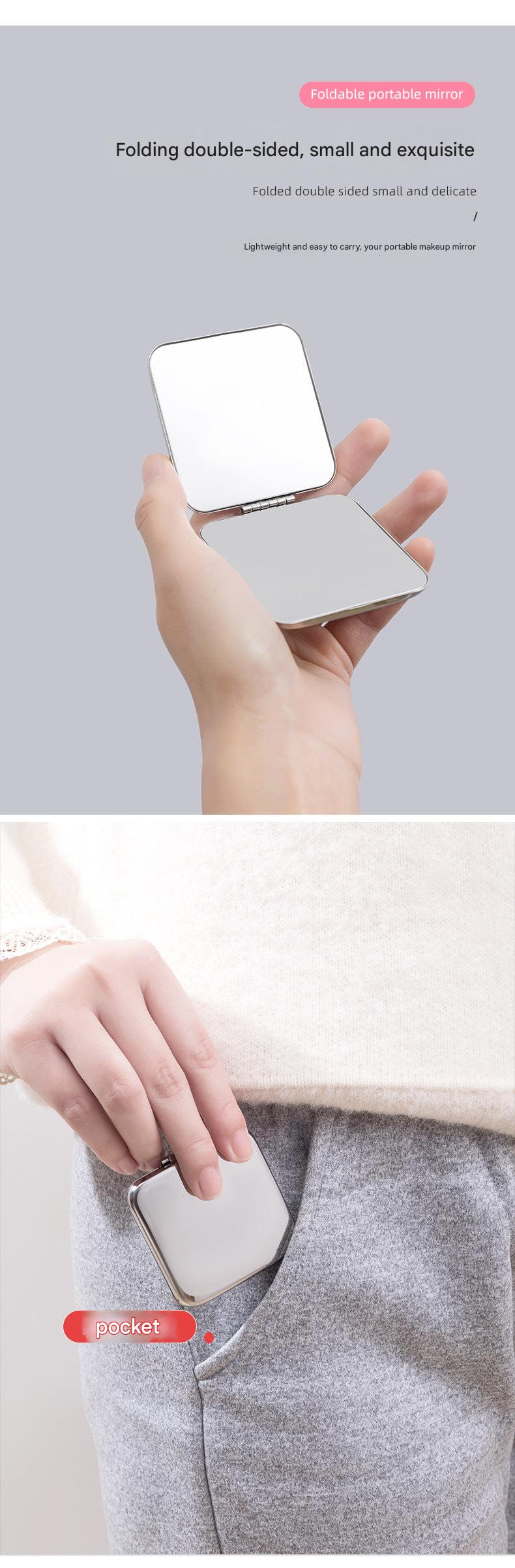 Showing the stylish design of a portable makeup mirror