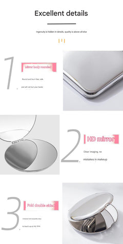 Different shapes of folding makeup mirrors