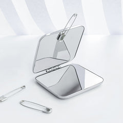 Showing the stylish design of a portable makeup mirror
