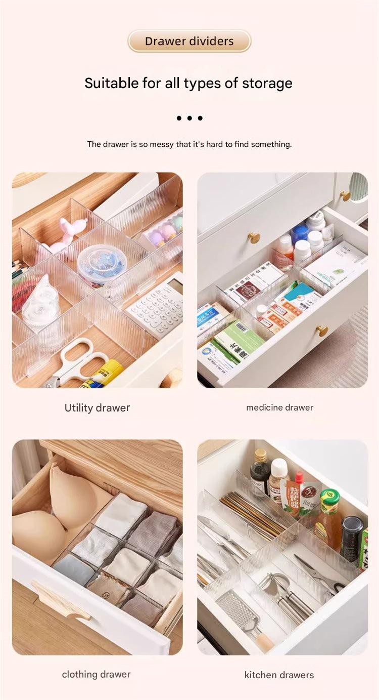 Adjustable drawer organiser showcasing functionality