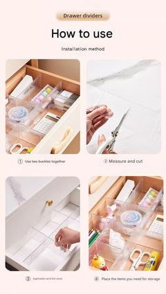 Zimoo drawer dividers in clear plastic