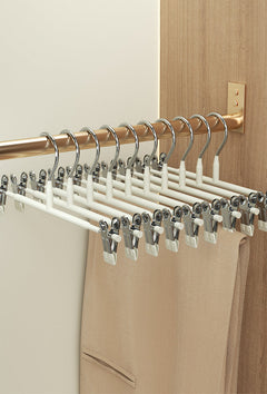 Stackable pants hanger for efficient space use