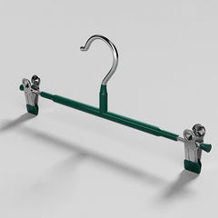 Durable plastic and steel pants hanger displayed