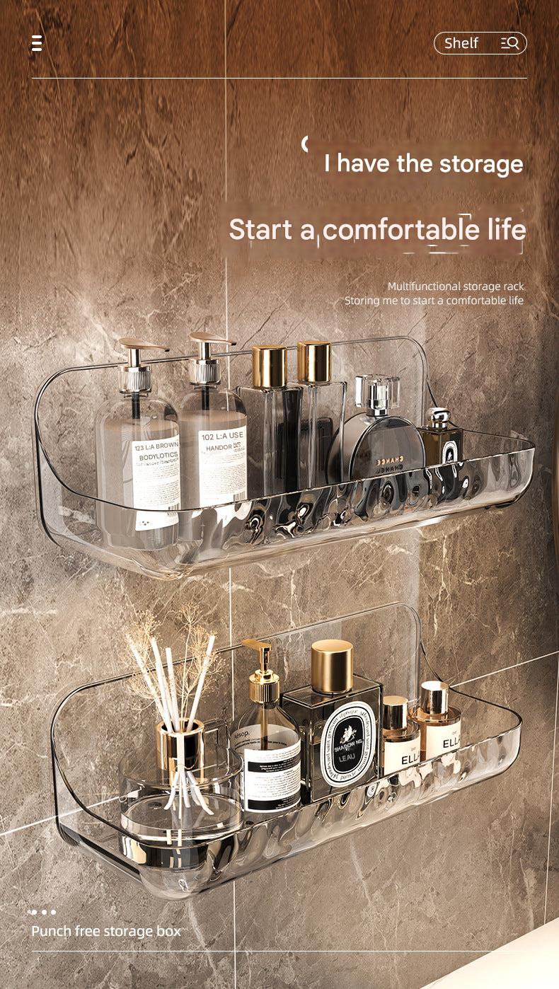 modern acrylic shelves in stylish bathroom