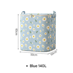 Non-woven storage bag in blue daisy design