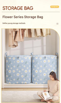 Non-woven storage bag with houndstooth pattern