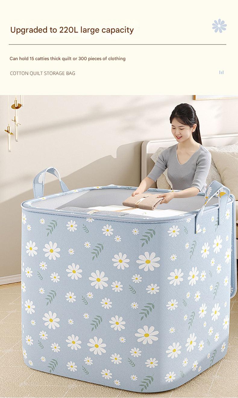 Storage bags for clothing and bedding in use