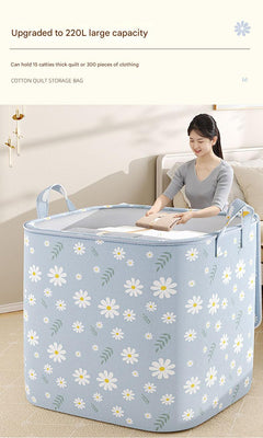 Storage bags for clothing and bedding in use