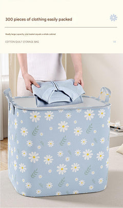 Non-woven storage bag in beige daisy design