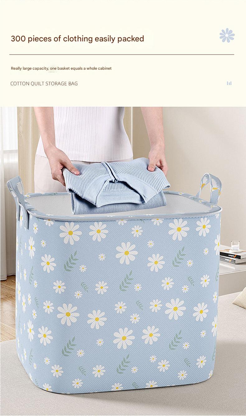 Non-woven storage bag in beige daisy design