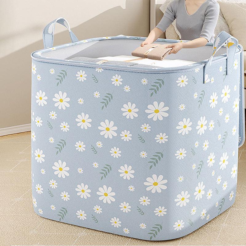 Non-woven storage bag in blue daisy design