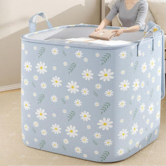 Non-woven storage bag in blue daisy design