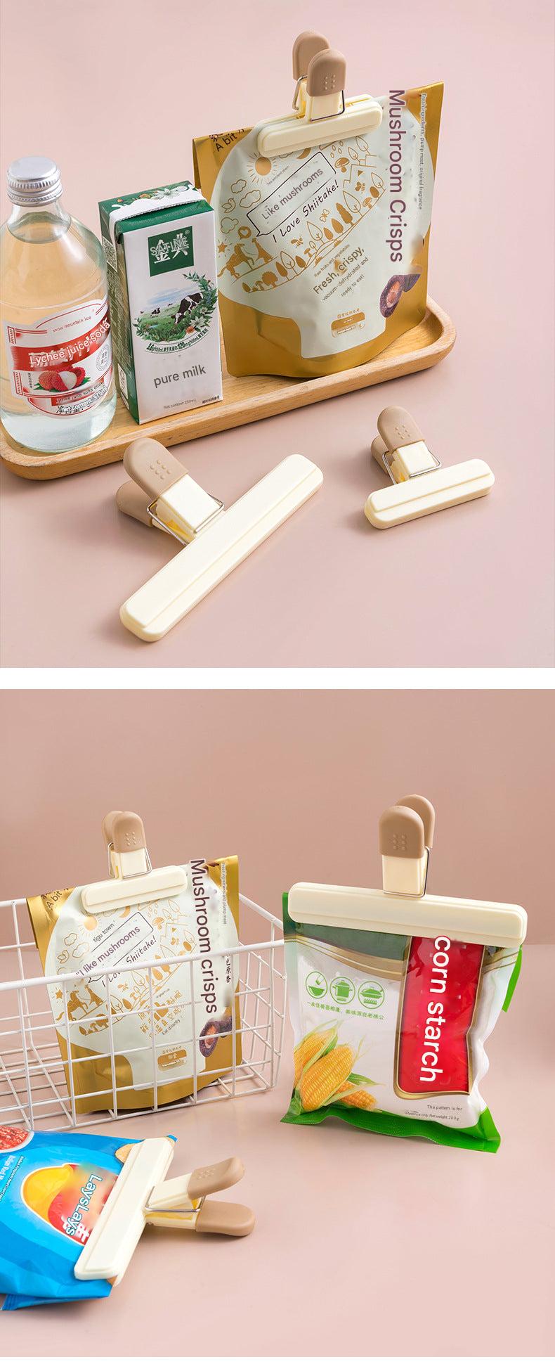 Close-up of food sealing clips showing durability