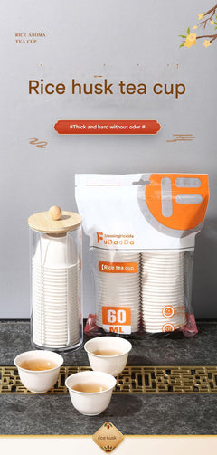 Premium disposable rice husk tea cup image 1