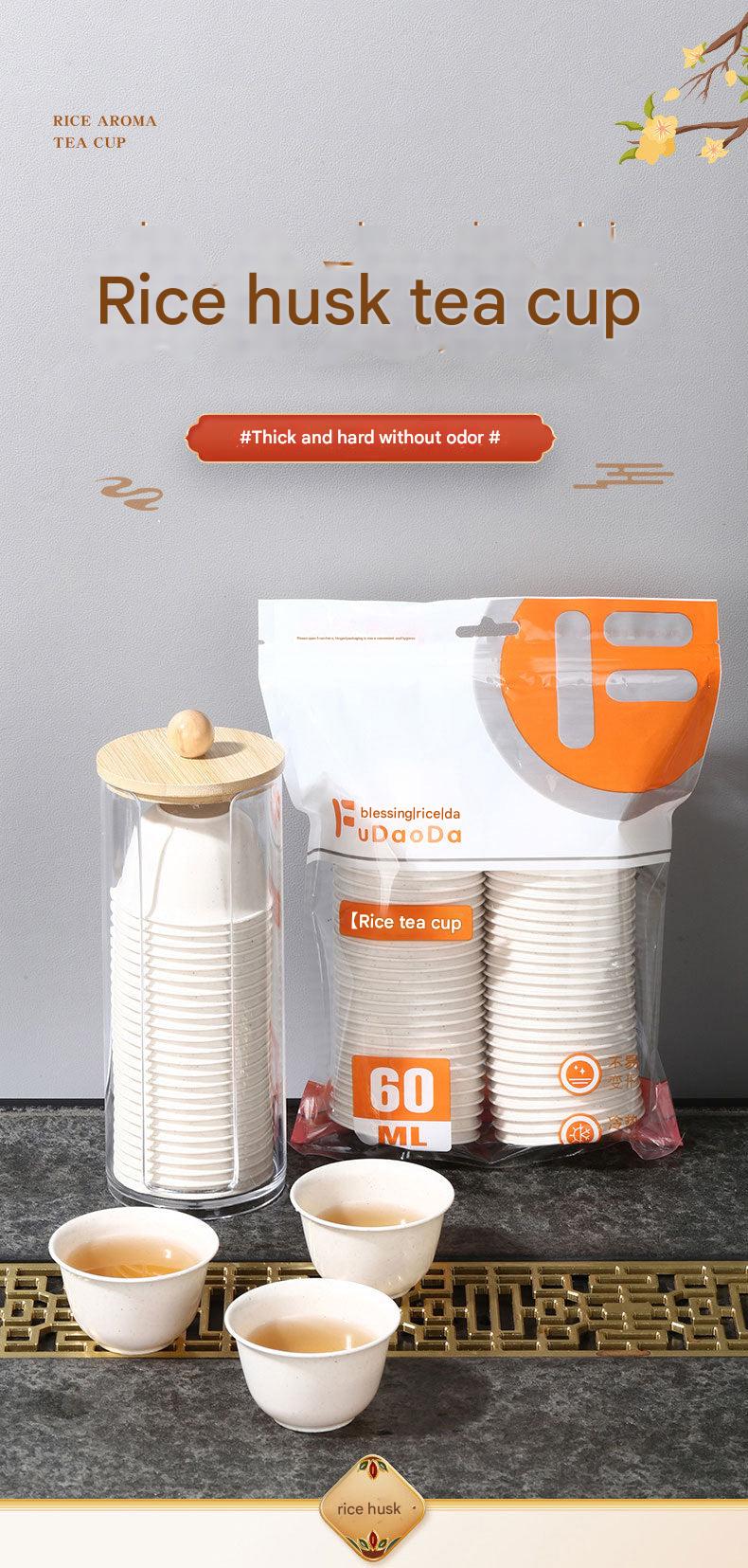 Premium disposable rice husk tea cup image 1