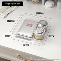 Dividers inside clear cosmetic storage box