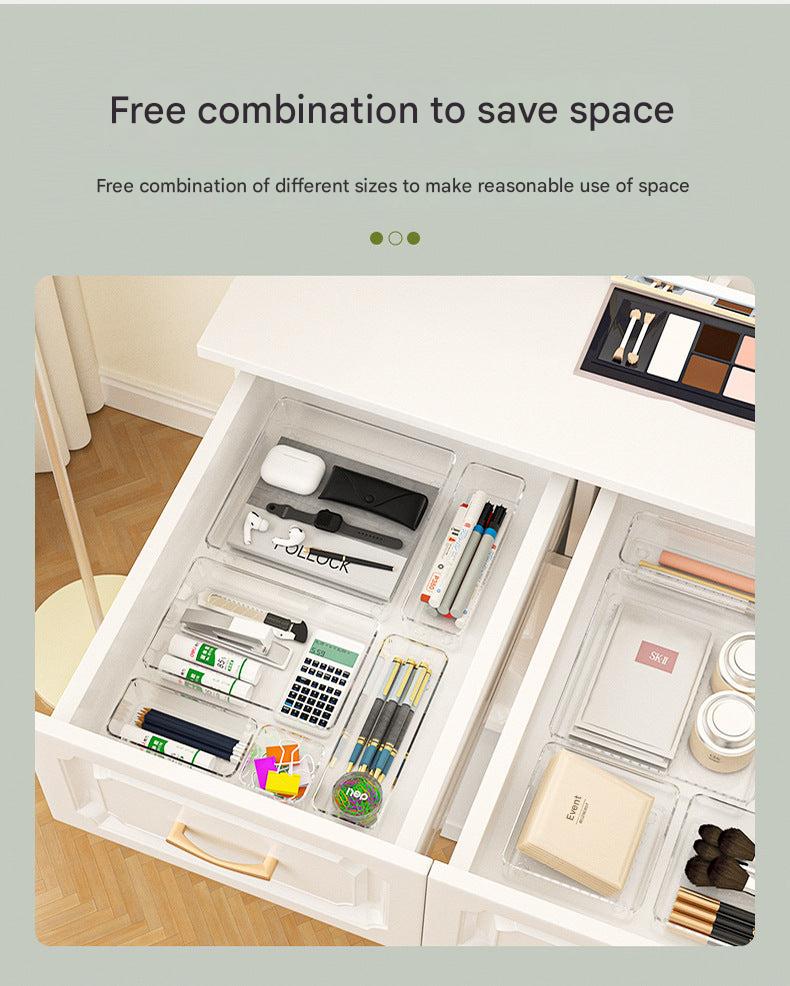 Clear storage box set for office supplies