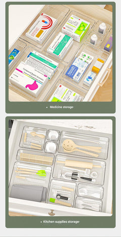 Clear Organising Storage Box Set on countertop