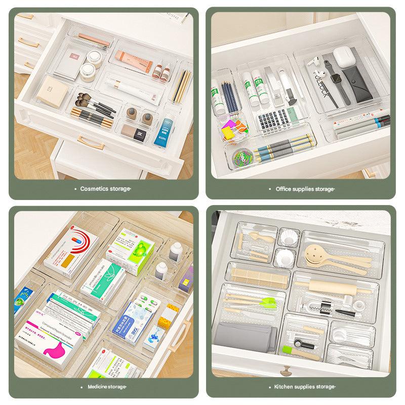 Dividers inside clear cosmetic storage box