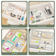 Dividers inside clear cosmetic storage box