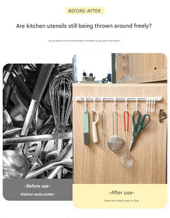Functional and stylish sliding hook rack for kitchens