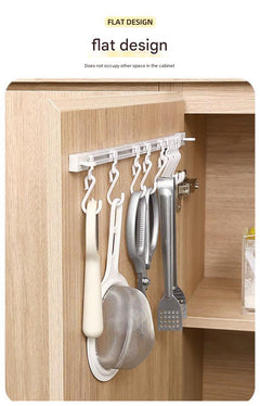 Sliding hook rack with multiple hooks for storage