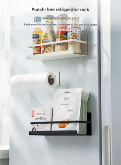 Magnetic fridge rack showcasing kitchen essentials