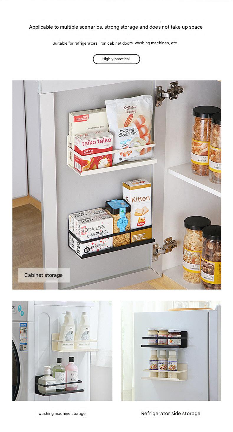 Sleek black magnetic refrigerator storage rack