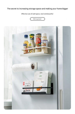 Organised spices on magnetic fridge rack