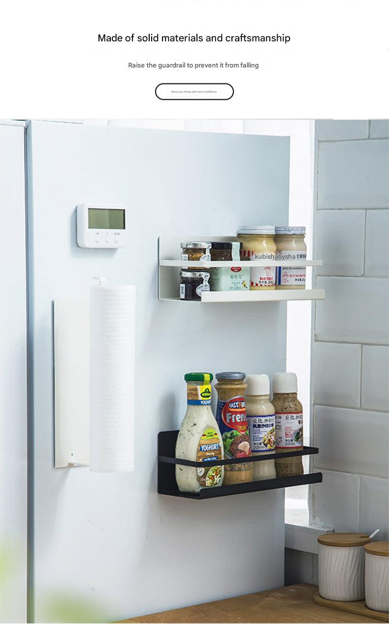 White magnetic rack with paper towels attached