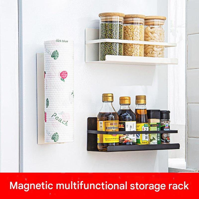 Sleek black magnetic refrigerator storage rack