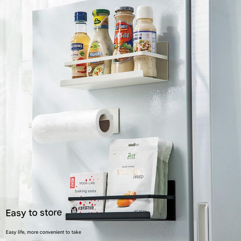 Organised spices on magnetic fridge rack