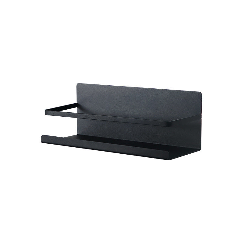 Carbon steel fridge storage rack on kitchen wall