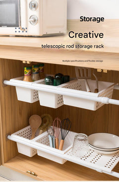 Adjustable storage rack for kitchen utensils