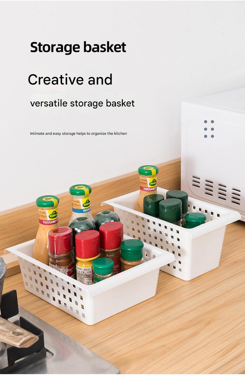 Expandable storage rack in modern kitchen