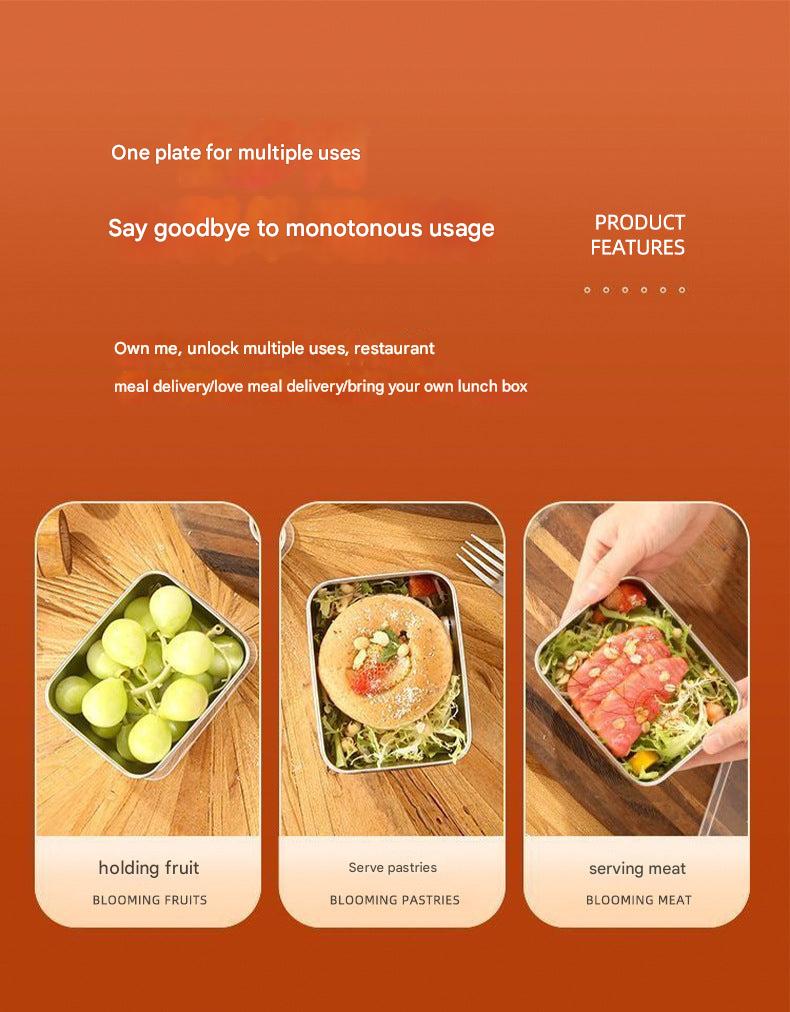 Minimalist stainless steel food box for picnics